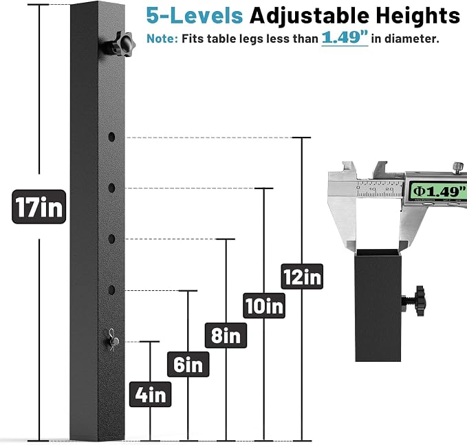 4-Pack Adjustable Folding Table Legs Extension, Heavy-Duty Steel Square - Image 2