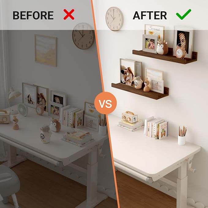Floating Shelves for Wall, 16 inch Wood Floating Shelves Set of 2, Picture - Image 7