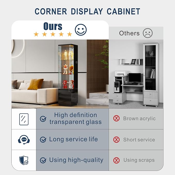 HNEBC Corner Glass Display Cabinet - Image 7