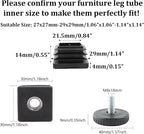 8Pcs Adjustable Leveling Feet, Square Insert Kit, Furniture Glide Leveler - Image 2