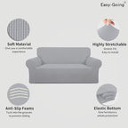 Easy-Going Stretch Oversized Loveseat Couch Covers Washable Silver Gray | - Image 3