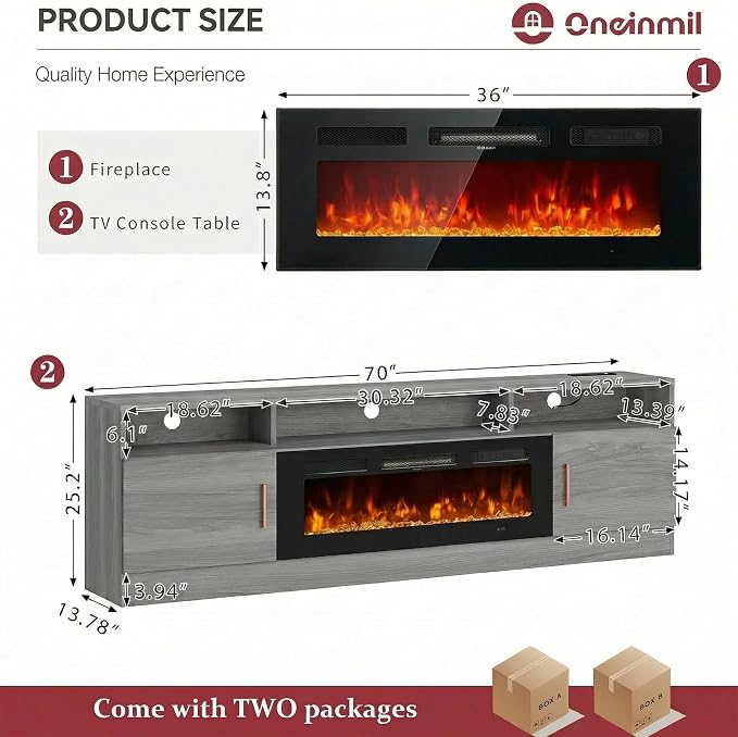 oneinmil 70" Fireplace TV Stand - Image 3