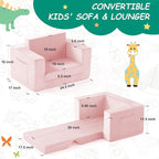 Kids Couch, 2-in-1 Toddler Chair Comfy 1-3 Years, Convertible Kids Chair - Image 3