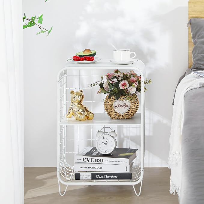 APEXCHASER Cute Nightstand, Metal Side Table, 3 Tier End Table - Image 2