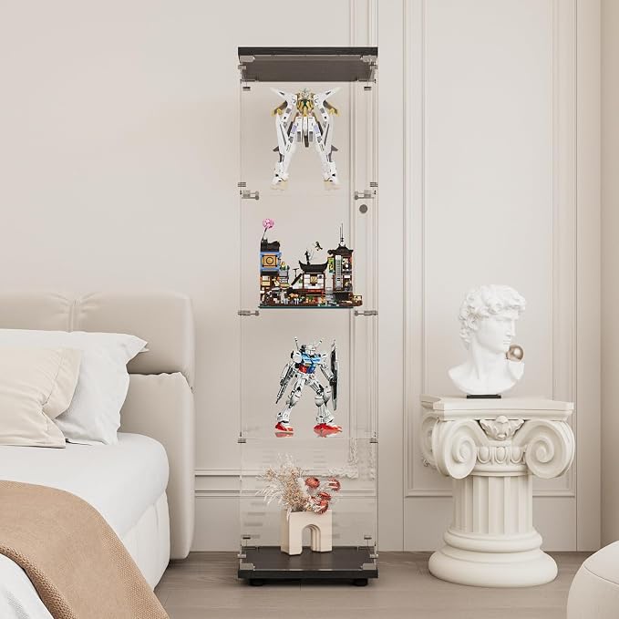 Display Cabinet with Glass Door and Lock, 4-Shelf Fast Installation Curio - Image 6