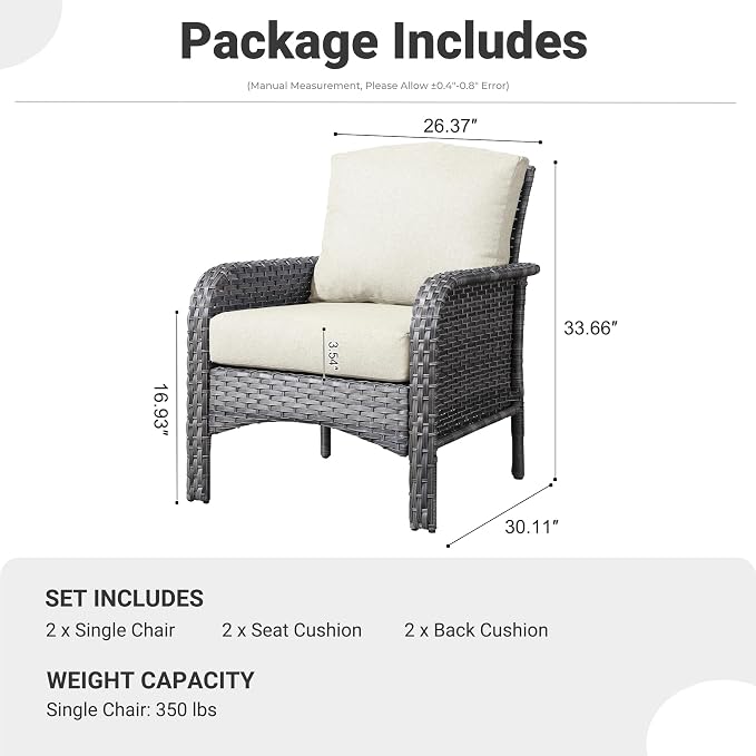 ovios 2-Piece Patio Furniture Set, Outdoor Wicker Sofa - Image 8