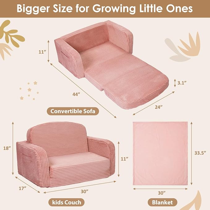 Foryoomi Extra Wide 2 in 1 Convertible Toddler Kids Couch - Image 2