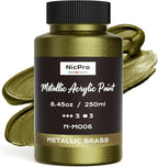 Nicpro Metallic Brass Acrylic Paint, 8.45oz/250ml Large Brass Leaf Paint by Nicpro