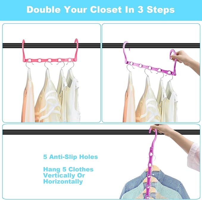 DUCOO Space Saving Hangers 10 Pack, Heavy Duty Magic Cascading Hanger Organizer - Image 4