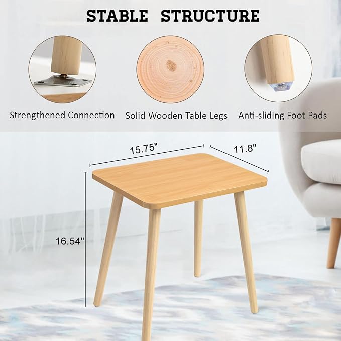 FORAOFUR Side Table, Modern Small End Table, Wood Nightstand - Image 3
