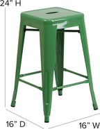 Flash Furniture Kai Commercial Grade 24" High Backless Green Metal - Image 3