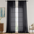 Black Sheer Curtains 108 Inches Long 2 Panels Set, 59 Inch Extra Wide by OVZME