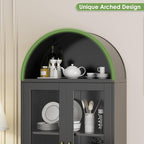 73" Black Metal Arched Display Cabinet - Image 7