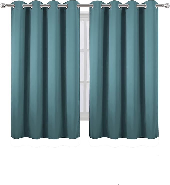 Blackout Curtains 52 x 45 inch/Sea Teal Curtains Set of 2 Panels/Thermal - Image 2