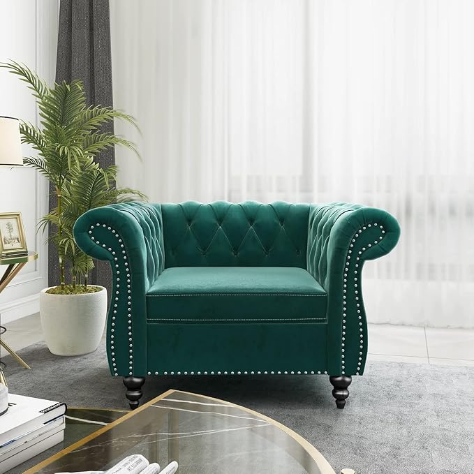 Mid-Century Sofa Chair, Velvet Accent Chair - Image 3