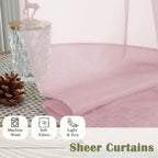 Blush Pink Sheer Curtains 63 Inch Length 2 Panels Set, Rod Pockets Voile - Image 5