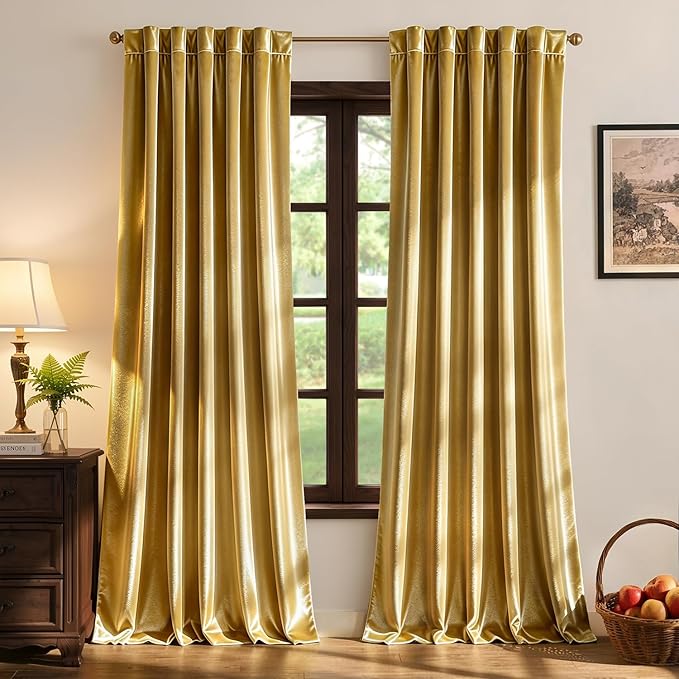 MIULEE Velvet Curtains 52x108 inches 2 Panels Gold Blackout Curtains | Luxury by MIULEE