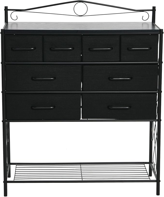 Household Essentials Black Oak & Iron Apothecary 8-Drawer Sideboard - Image 4