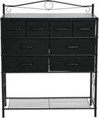 Household Essentials Black Oak & Iron Apothecary 8-Drawer Sideboard - Image 4