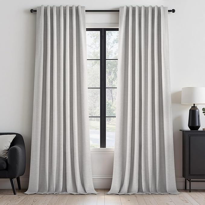 Topfinel Grey Beige Extra Long 132 Inch 100% Blackout Curtains by Topfinel