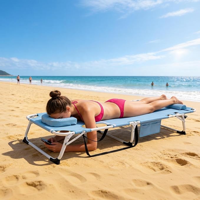 ABORON Oversized Folding Sun Tanning Chair, 3 in 1 Heavy Duty Chaise Lounge - Image 4