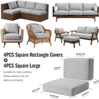 8Pcs Outdoor Cushion Covers, Stretch Patio Furniture Couch Chair Slipcovers | - Image 2
