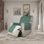 Easy-Going Reversible Couch Cover, Recliner 19 in, Cyan/Ivory | Machine - Image 2
