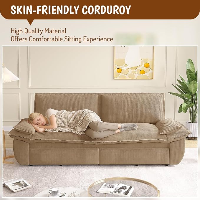 KEIKI 73.2" Luxury Queen Sleeper Sofa Bed, 3-in-1 Convertible Pull Out Couch - Image 5