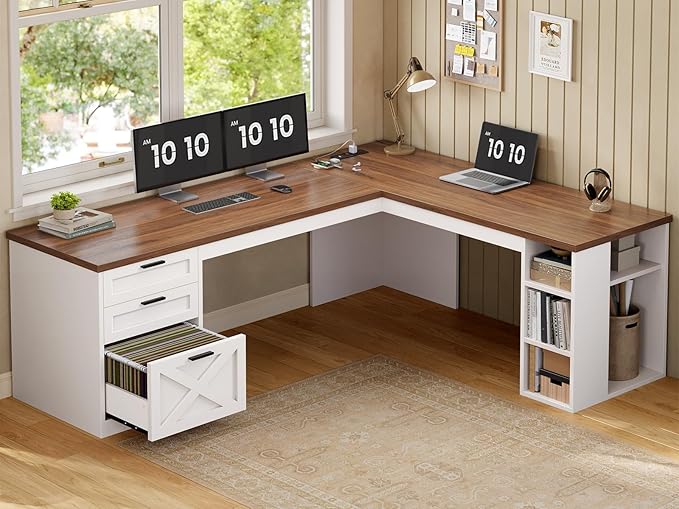 SEDETA Farmhouse 67" L Shaped Desk by SEDETA