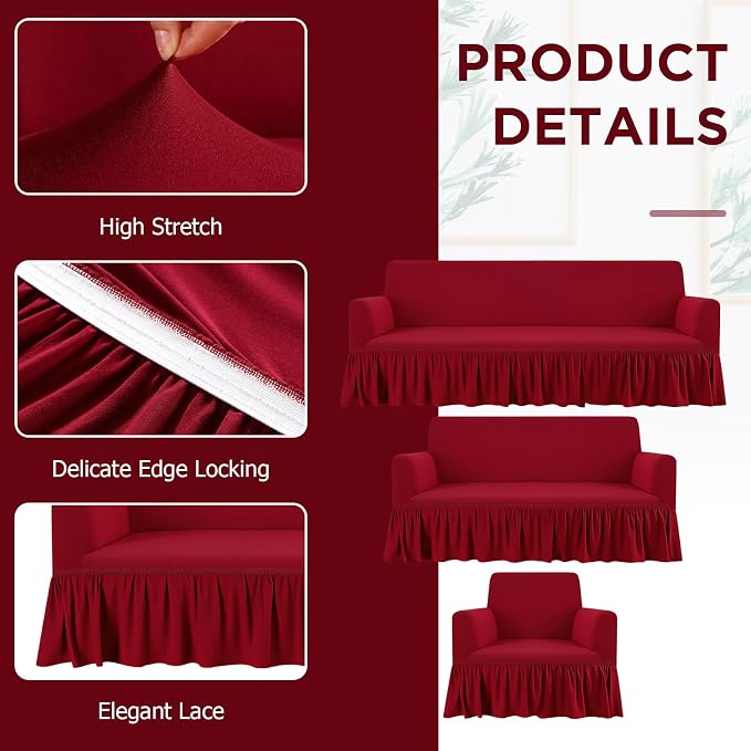 Fanfanwin 3 Pcs Sofa Slipcover Set - Image 3