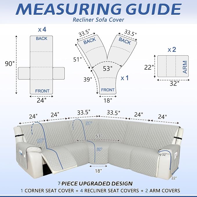 Arfntevss Recliner Sectional Couch Covers 1OO% Waterproof L Shape Sofa Cover - Image 2