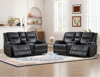 ANJ Geniune Leather Manual Loveseat Recliner Sofa Set of 2 by ANJ