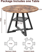 Jocoevol Round Dining Table for 4, Kitchen Dining Room Circle Dinner Pedestal - Image 2