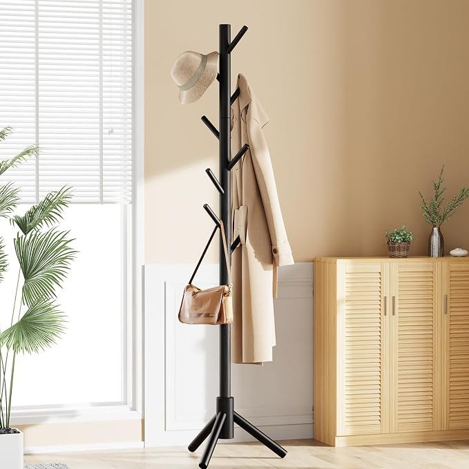 Pipishell Sturdy Wooden Coat Stand, 3 Adjustable Sizes Coat Tree - Image 7