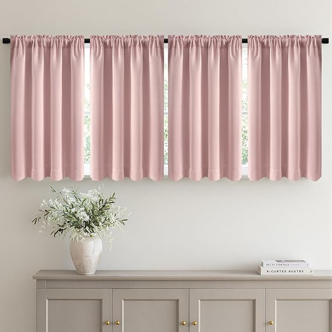 MIULEE 4 Panel Set Short Bedroom Blackout Curtains 54 Inch Long Light Pink | by MIULEE