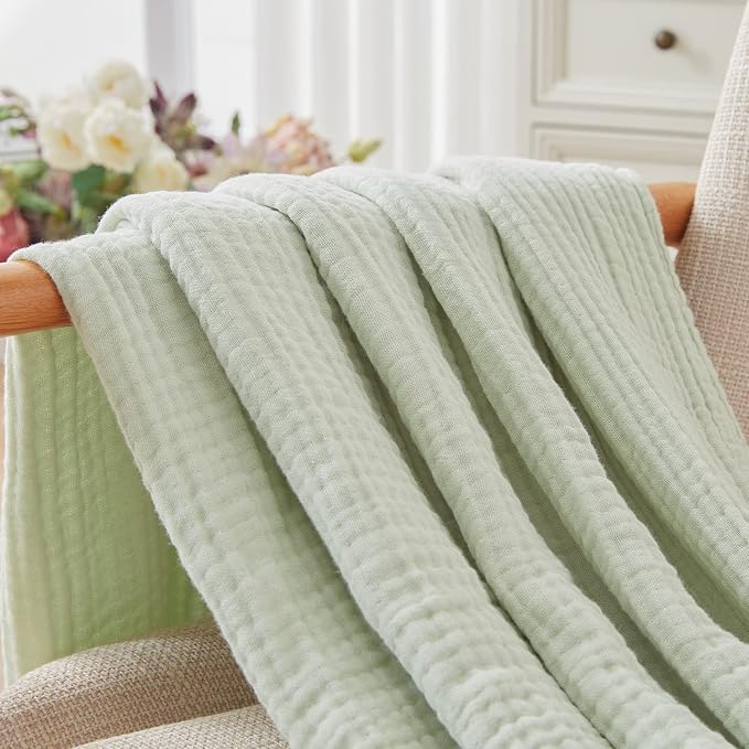 EMME Muslin Blankets for Adults Throw Blanket for Couch Breathable Gauze Soft - Image 9