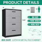 Letaya 4 Drawer Lateral Metal Filing Cabinet - Image 3