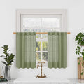 Sage Green Linen Curtains 30 Inch Length by LAMIT