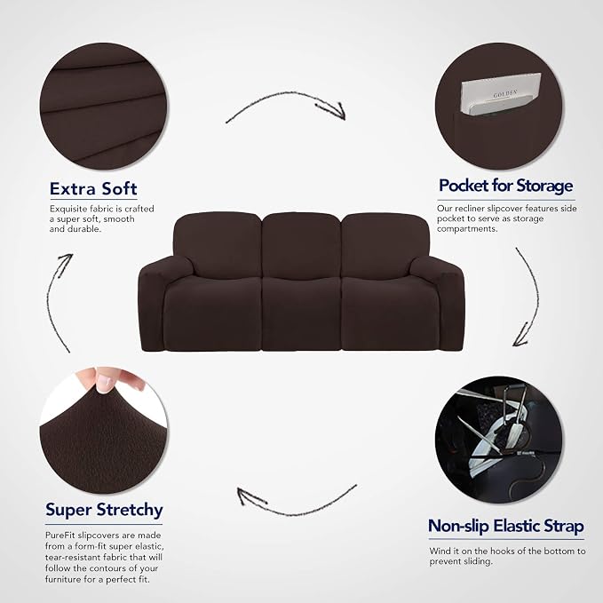 PureFit Super Stretch 3 Seats Recliner Sofa Couch Cover - Image 3