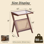 Tiita Rattan Nightstand Side Table, Bamboo Accent Bedside Tables, Glass Coffee - Image 3