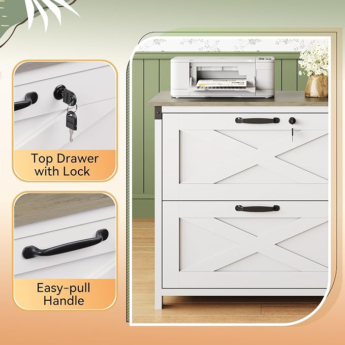 DEVAISE 2 Drawer File Cabinet, Lateral Wood Filing Storage Cabinet - Image 7