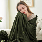 BEDELITE Fleece Blanket Soft Plush Twin Size Blanket Olive Green 60"x80" | - Image 3