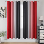 Red and Black Ombre Blackout Bedroom Curtains 72 Inch Long | Room Darkening - Image 2