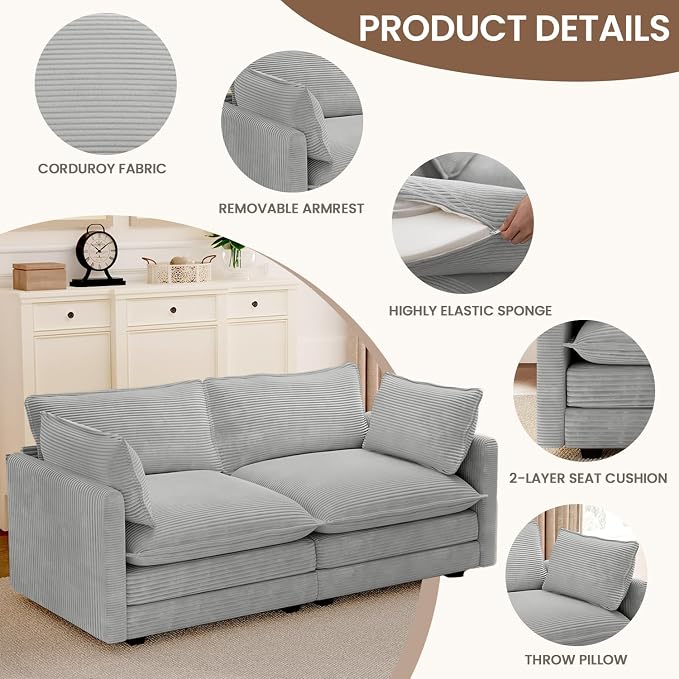 ROWHY 78'' Sectional 2 Seat Cloud Loveseat - Image 3