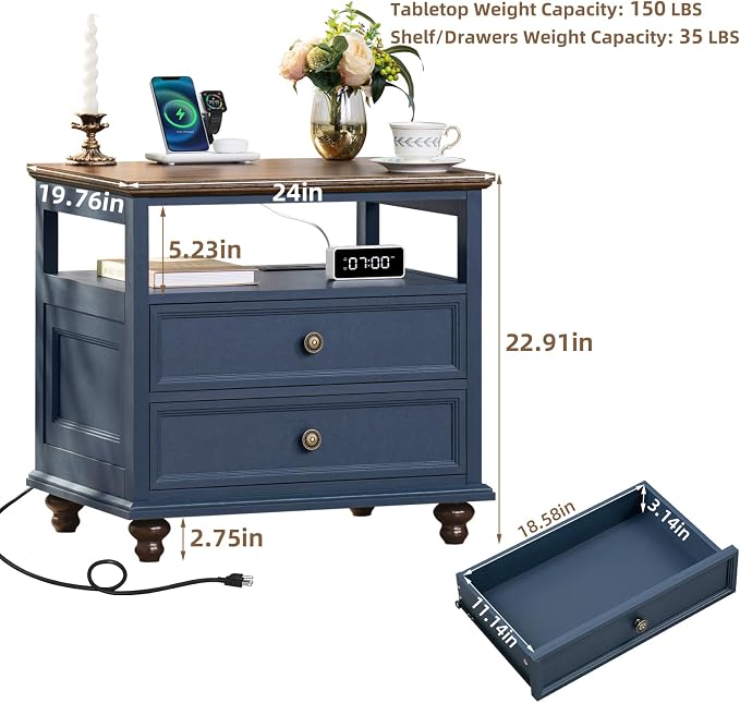 Joaxswe Farmhouse Nightstand Set of 2 - Image 3
