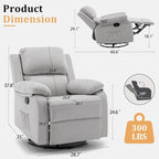 Korser Recliner Chair, 360 Swivel Rocker Chair - Image 2