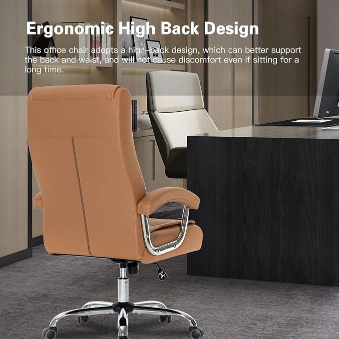 Executive Office Chair Adjustable Leather Chair High Back Swivel Office Desk - Image 8