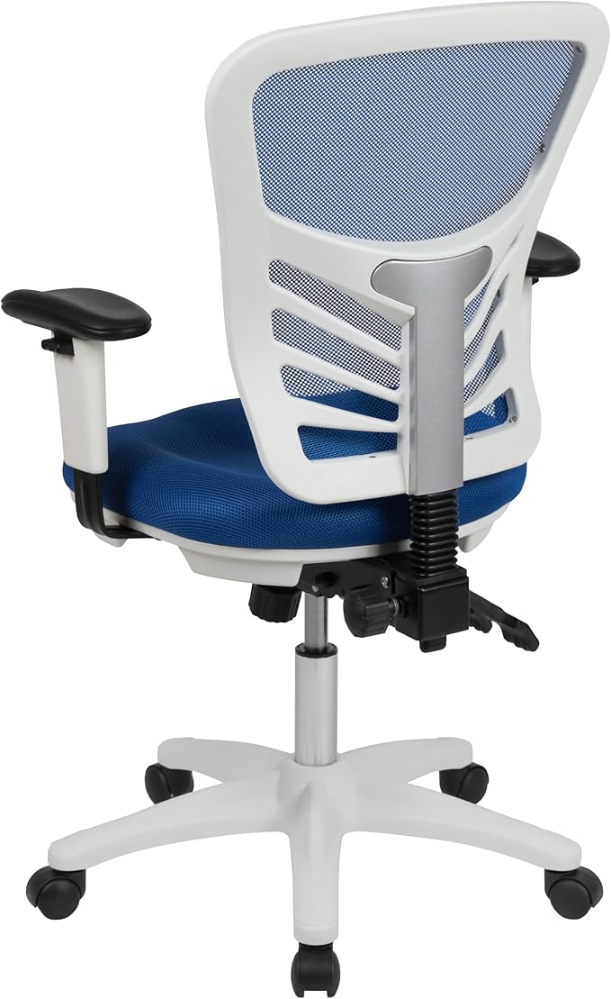 Flash Furniture Nicholas Mid-Back Blue Mesh Multifunction Executive Swivel - Image 6