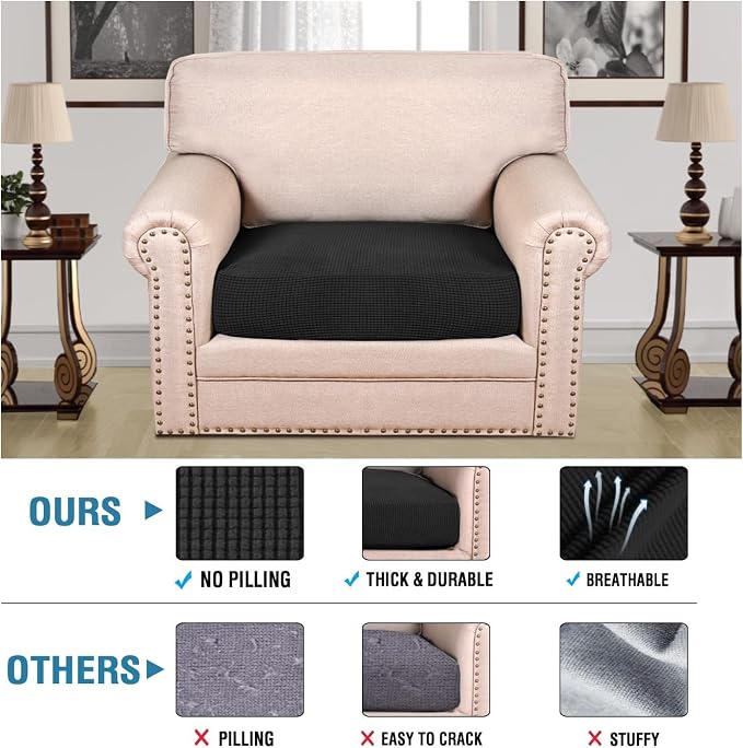 H.VERSAILTEX Super Stretch Individual Seat Cushion Covers Sofa Covers Couch - Image 2