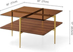 LumFurn Square Coffee Table, Mid-Century Modern Design, L30 x W30 x H17 Inch - Image 2